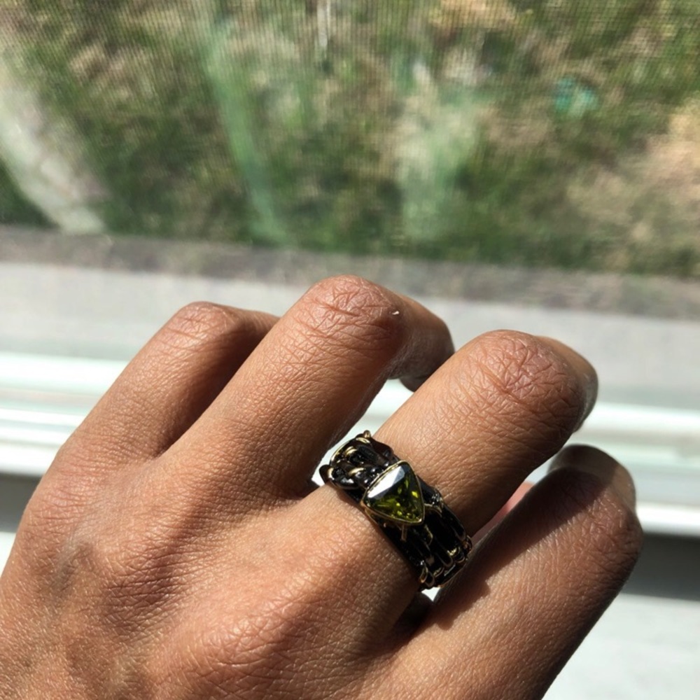 - Hematite Finish Swarovski Elements Ring Size 7 - image 8